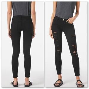 Frame Le Skinny De Jeanne Noir Black Distressed Skinny Jeans 25